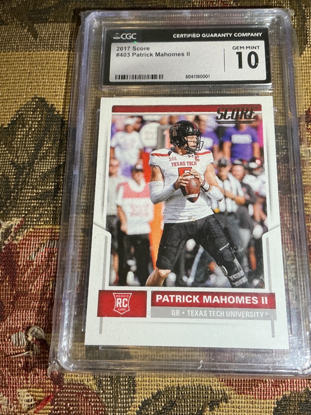2017 Panini Score #403 Patrick Mahomes II Rookie Card NFL Graded Card CGC 10